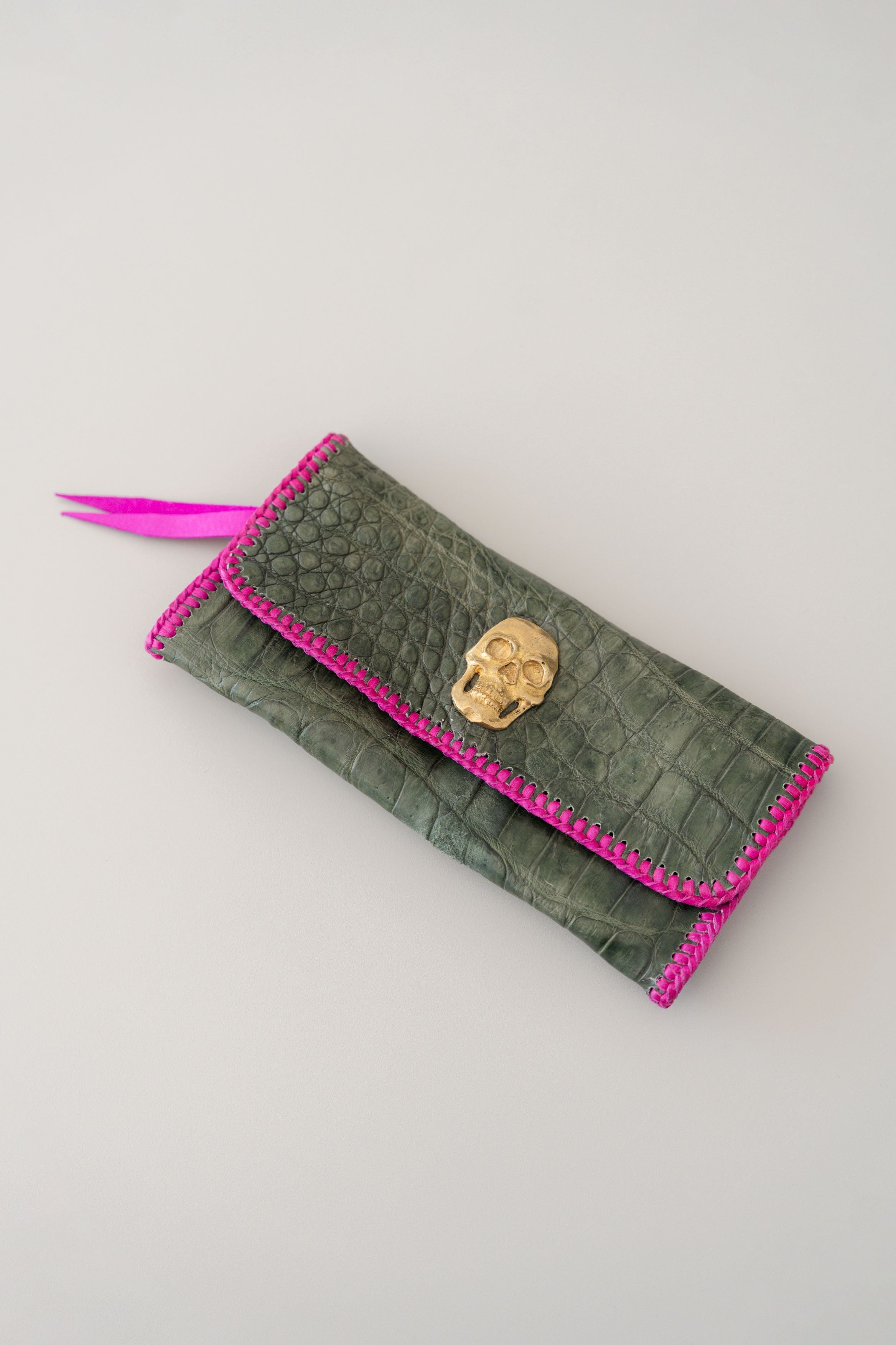 CARTERA DE PIEL EXOTICA BLUE BLOOD SILVER
