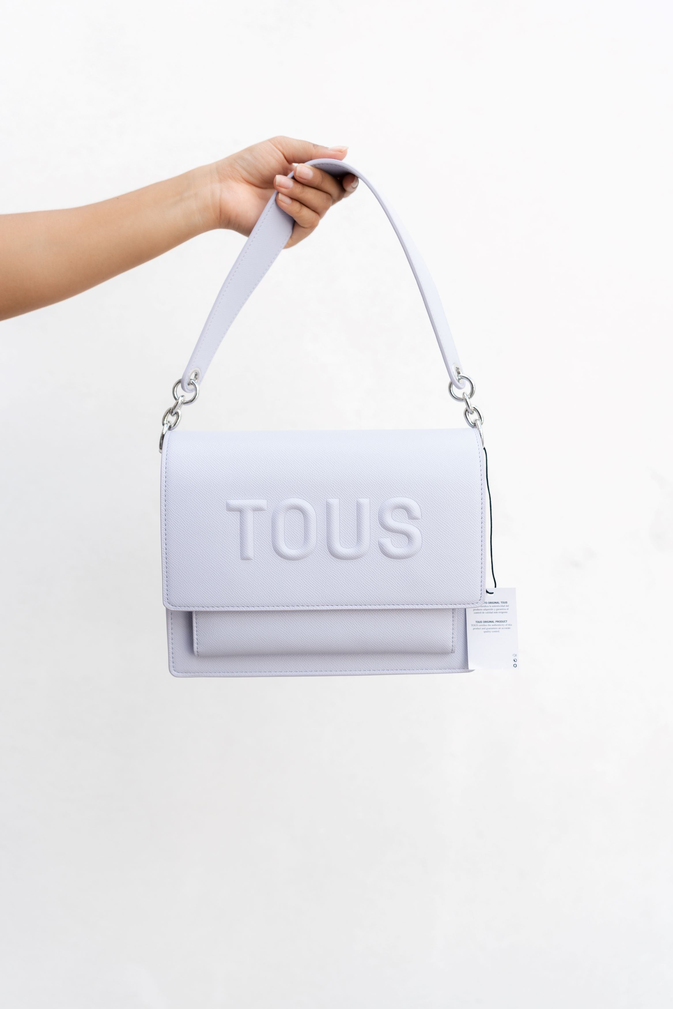 BOLSO DE HOMBRO TOUS LILA CON LOGO EN RELIEVE